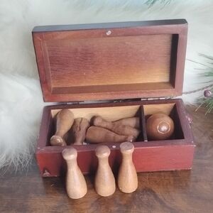 Vintage Wooden Bowling Set - Brown
